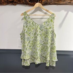 Floral Green Sleeveless Top NWT Plus Size